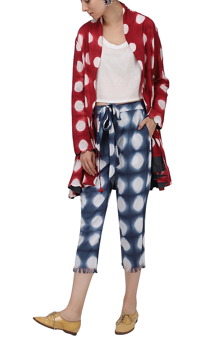 Blue and white clamp dyed print pants available only at Pernia's Pop Up Shop.
