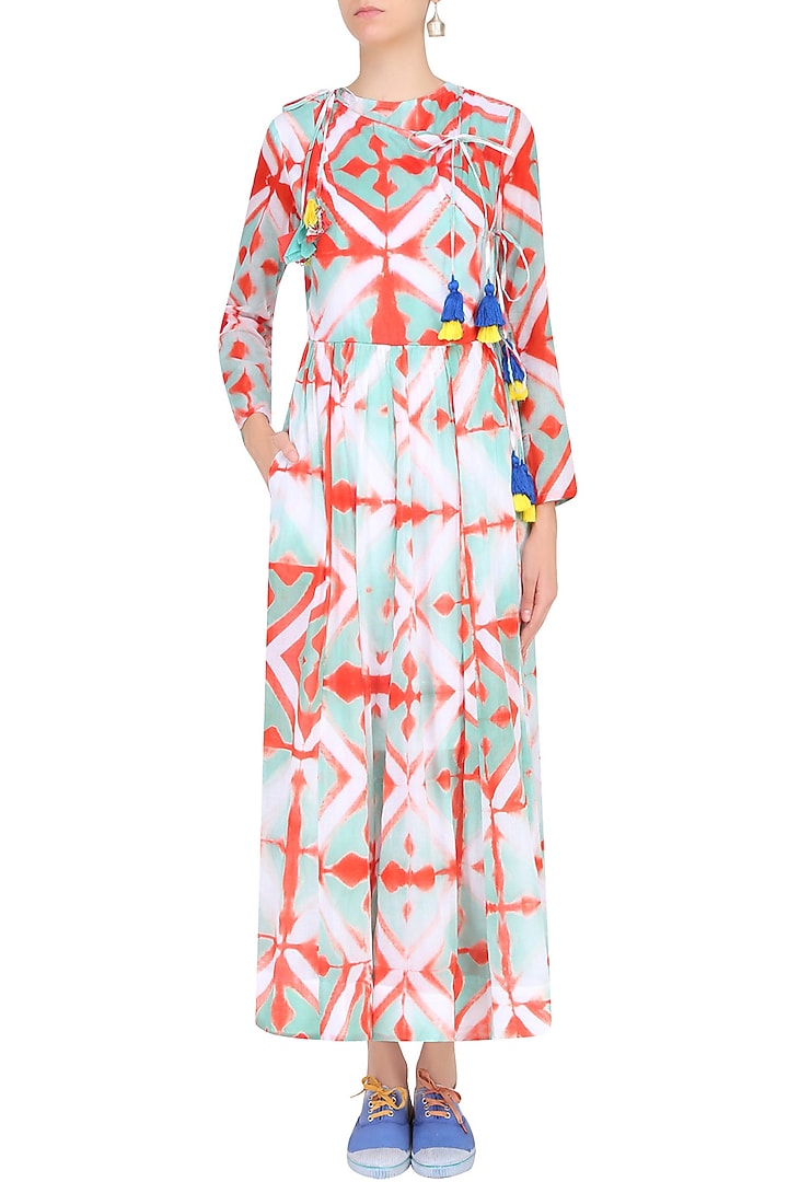 Old green clamp dyed crossover style maxi dress available only at Pernia's Pop Up Shop.