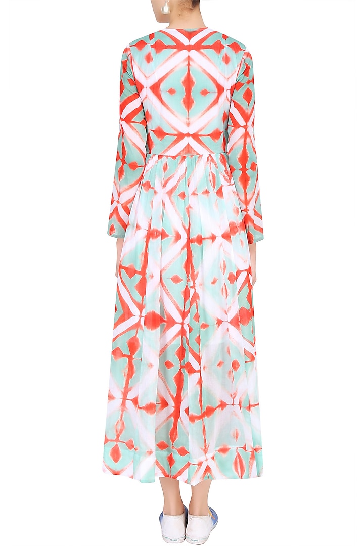 Old green clamp dyed crossover style maxi dress available only at Pernia's Pop Up Shop.