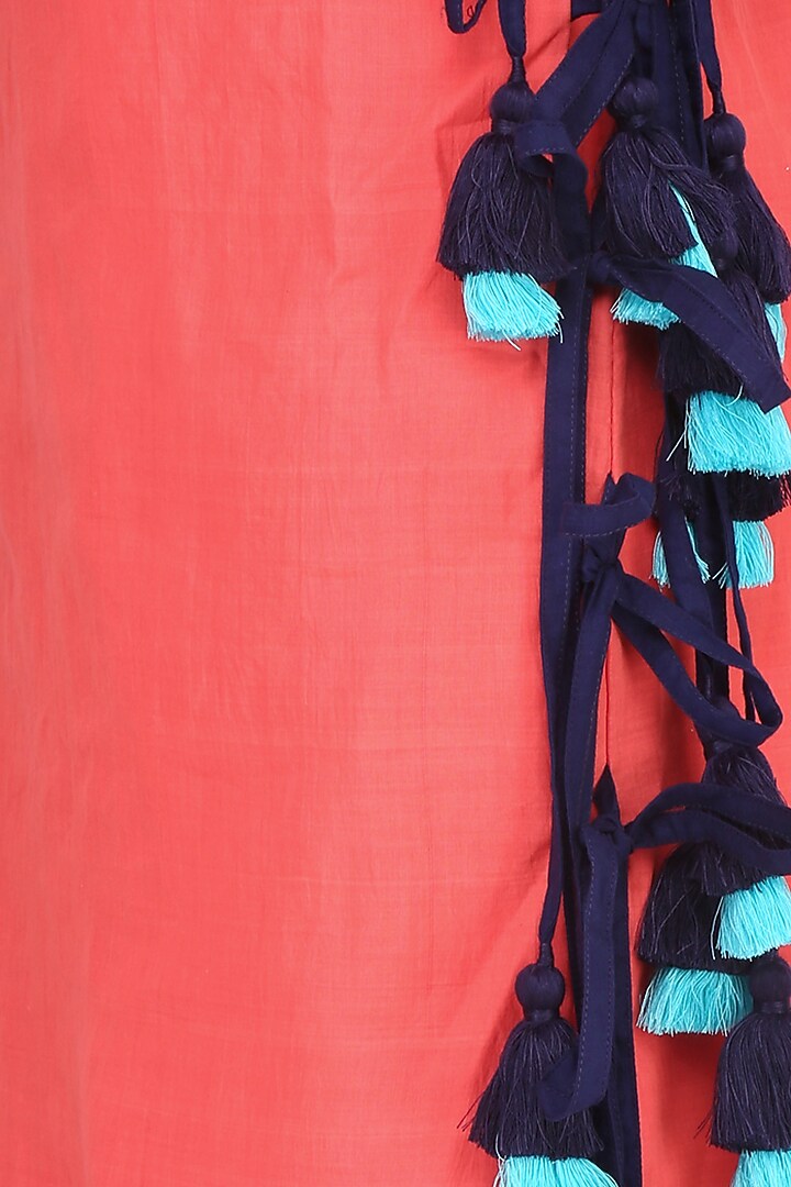Pink orange tassle tie ups overlap style tunic available only at Pernia's Pop Up Shop.