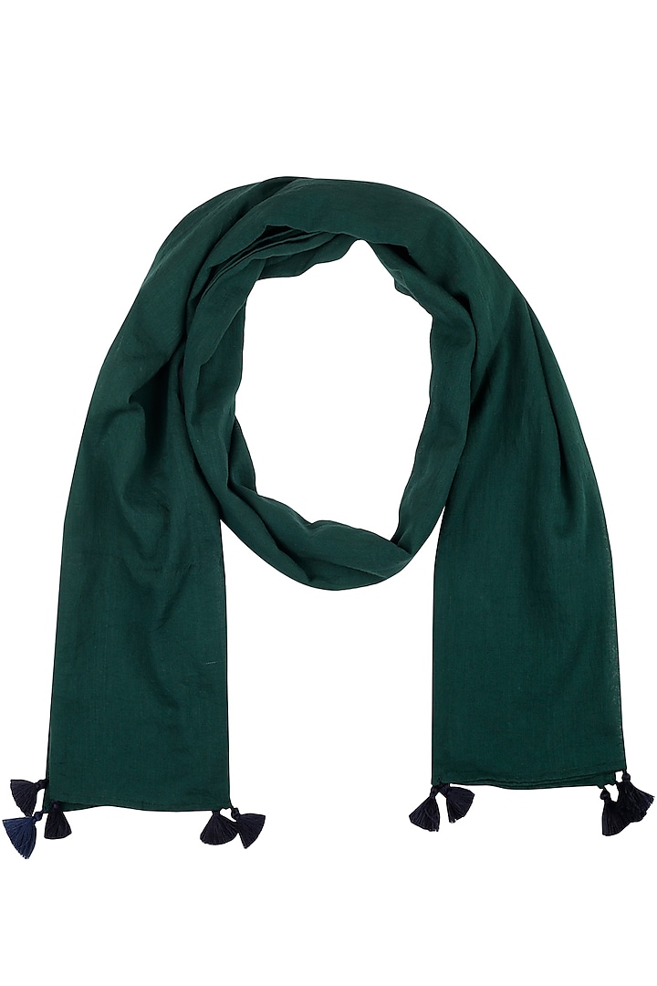 Green Tassel Basic Scarf by Ka-Sha