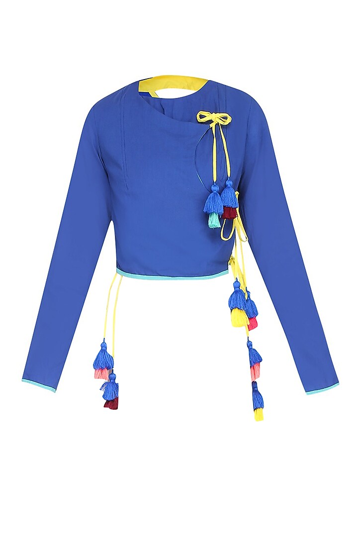 Ink blue crossover style xerox crop top available only at Pernia's Pop Up Shop.