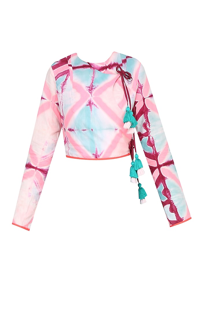 Blush pink clamp dyed crossover style xerox crop top available only at Pernia's Pop Up Shop.