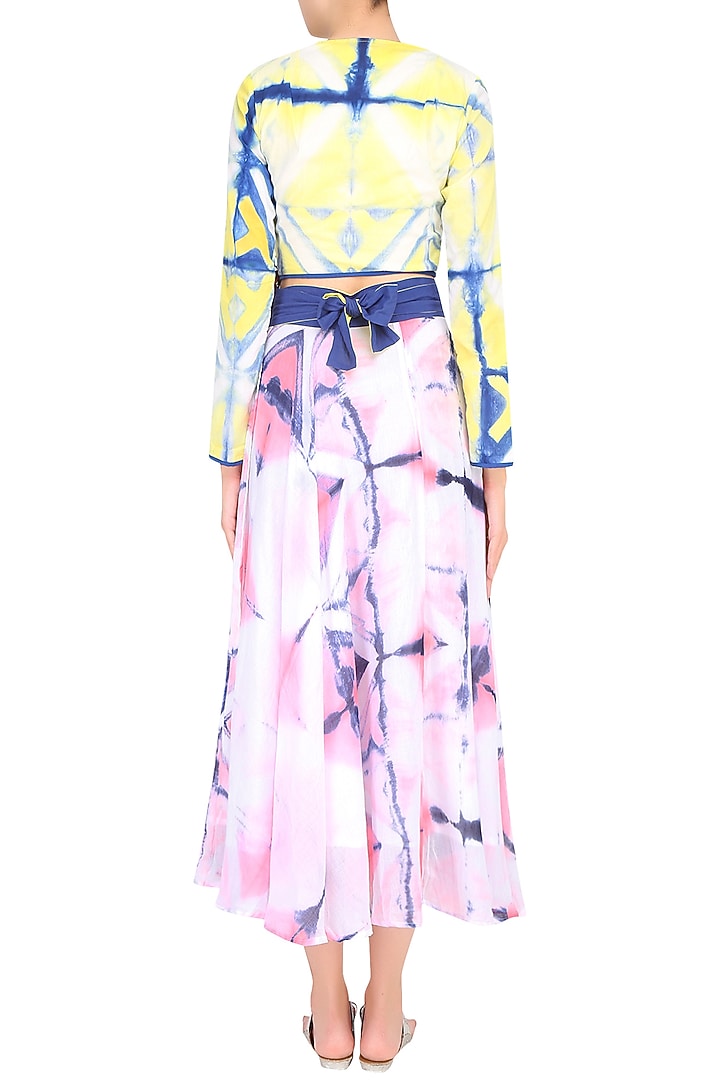 Off white clamp dyed reversible wrap around skirt available only at Pernia's Pop Up Shop.