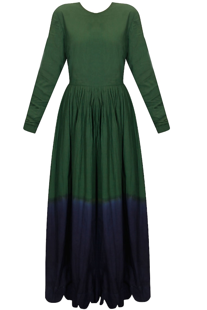 Emerald green and navy dip dyed long dress available only at Pernia's Pop Up Shop.