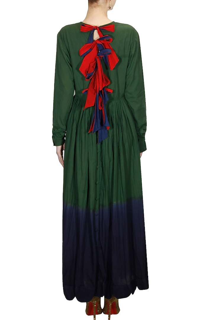 Emerald green and navy dip dyed long dress available only at Pernia's Pop Up Shop.