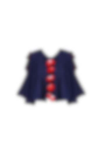 Navy Blue and Red Frilled Top by Ka-Sha
