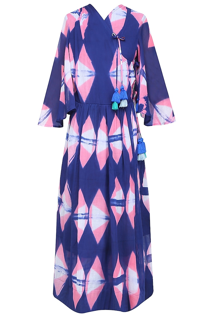 Purple Clamp Dyed Crossover Style Full Length Dress by Ka-Sha