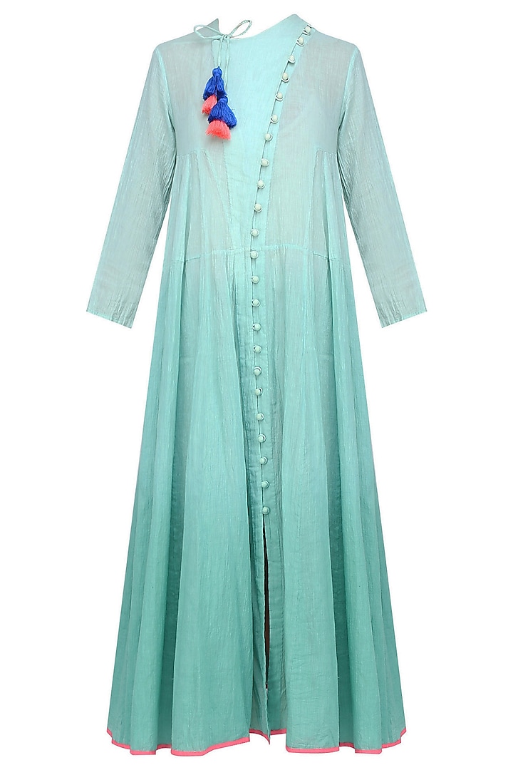 Old Green Ombre Dyed Calf Length Chi Dress by Ka-Sha