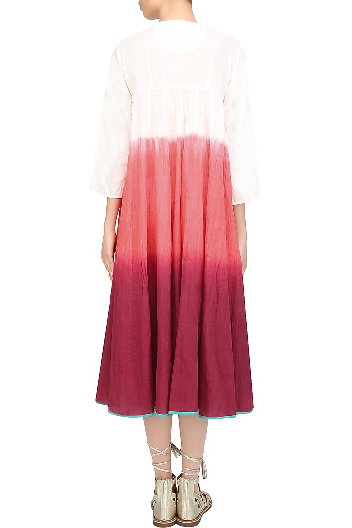 Plum, white and orange dip dyed calf length chi dress available only at Pernia's Pop Up Shop.