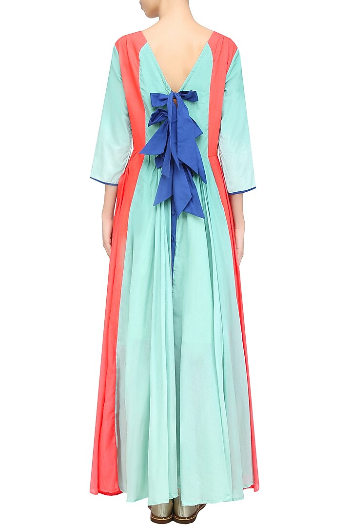 Blue ombre dyed full length knobu dress available only at Pernia's Pop Up Shop.
