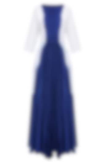 Blue Dip Dyed Bow Detail Full Length Dres by Ka-Sha