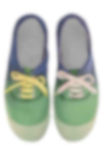 Forest Green and Blue Dip Dyed Canvas Shoes by Ka-Sha