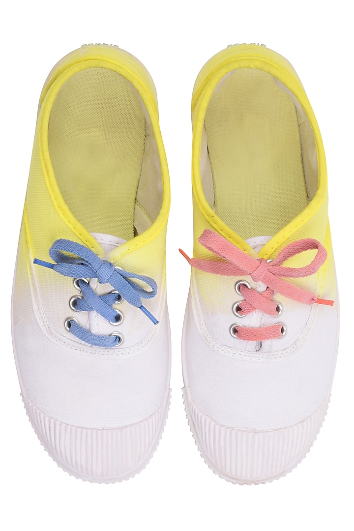White and Yellow Dip Dyed Canvas Shoes by Ka-Sha
