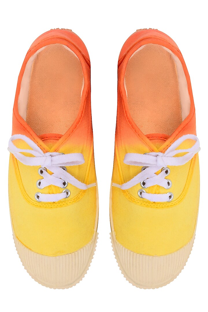 Yellow and Orange Dip Dyed Canvas Shoes by Ka-Sha