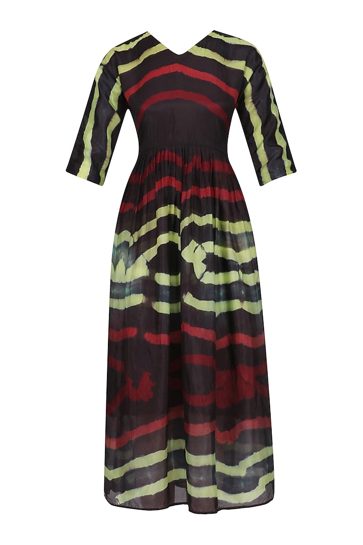 Multicolor Clamp Dyed Fit and Flared Dress by Ka-Sha