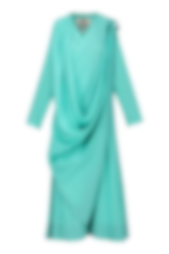Aqua Blue Draped Dress by Ka-Sha