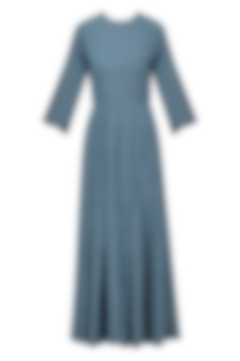 Blue Pleated Maxi Dress by Ka-Sha