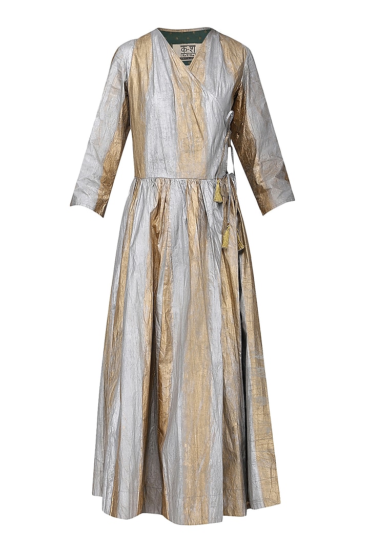 Gold and Silver Hand Painted Wrap Dress by Ka-Sha