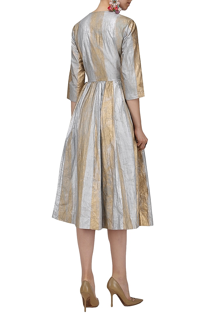 Gold and silver hand painted wrap dress available only at Pernia's Pop Up Shop.