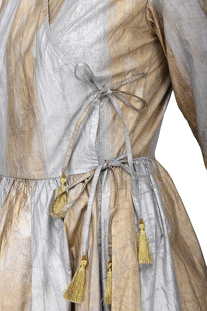 Gold and silver hand painted wrap dress available only at Pernia's Pop Up Shop.