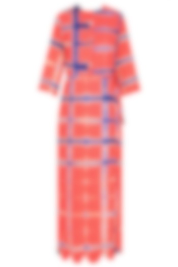 Pink Orange Clamp Dyed Straight Dress by Ka-Sha