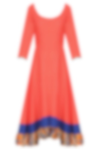 Orange Clamp Dyed Flared Asymmetric Dress by Ka-Sha