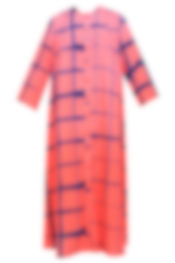 Pink Orange Ombre and Clamp Dyed Shirt Dress by Ka-Sha