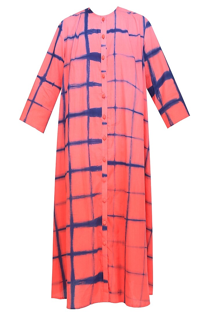 Pink Orange Ombre and Clamp Dyed Shirt Dress by Ka-Sha