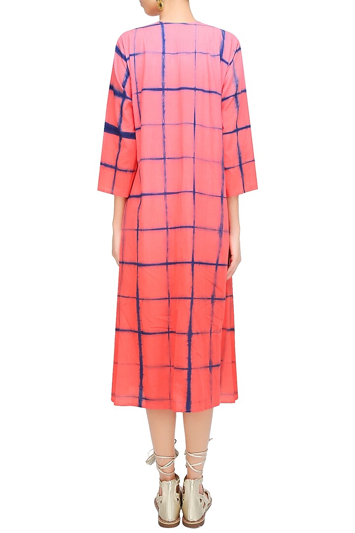 Pink orange ombre and clamp dyed shirt dress available only at Pernia's Pop Up Shop.