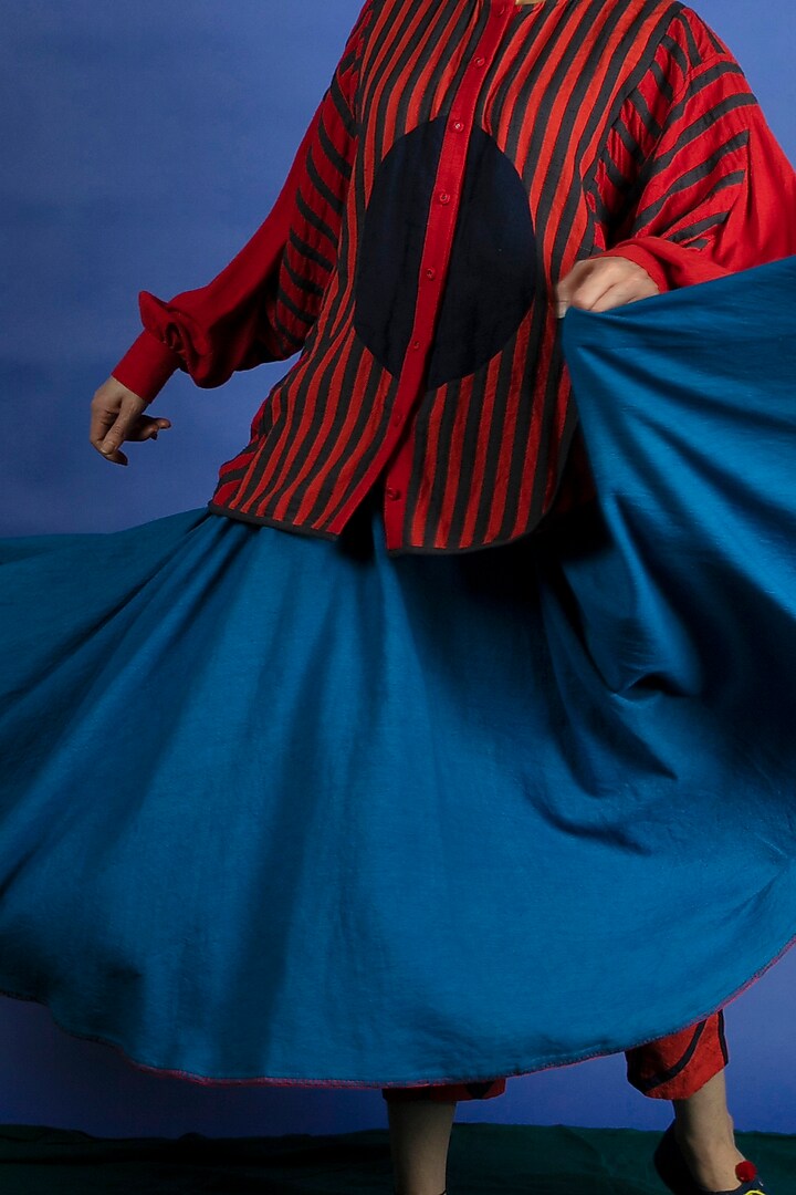 Bright Red Embroidered Jacket Set by Ka-Sha at Pernia's Pop Up Shop