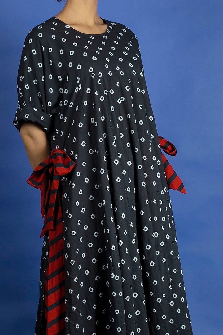 Navy Blue Resist Dyeing Dress With Pants by Ka-Sha at Pernia's Pop Up Shop