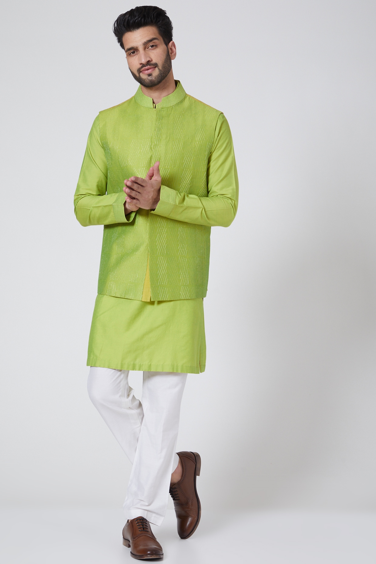 Buy Traditional Wear Light Green Digital Printed Art Silk Modi Jacket Kurta  Pajama Online From Surat Wholesale Shop.