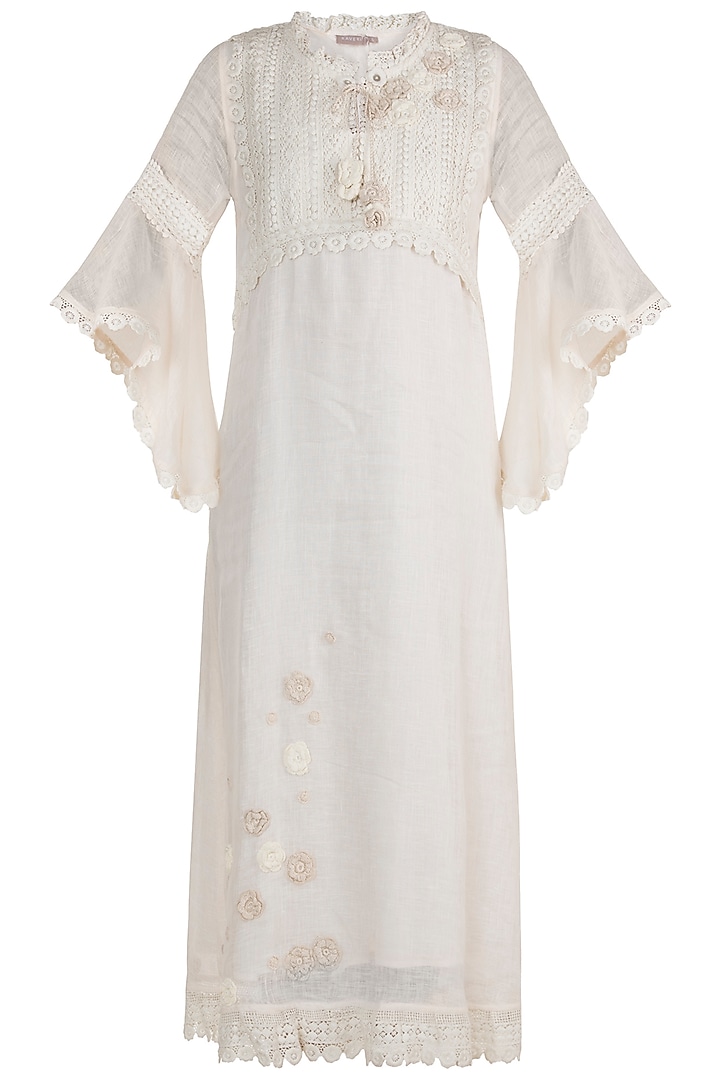Off White Fit & Flare Lace Summer Dress by Kaveri at Pernia's Pop Up Shop