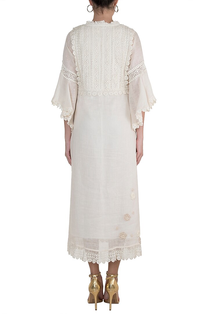 Off White Fit & Flare Lace Summer Dress by Kaveri at Pernia's Pop Up Shop