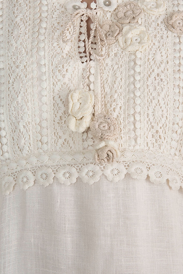 Off White Fit & Flare Lace Summer Dress by Kaveri at Pernia's Pop Up Shop