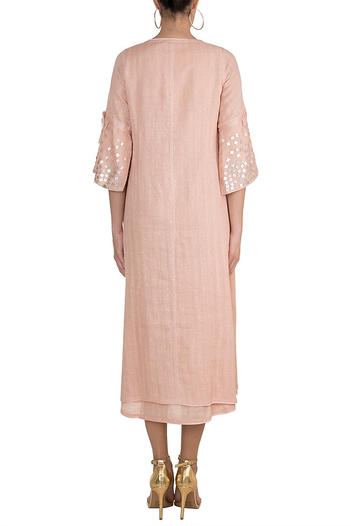 Dusty Rose Embroidered Summer Dress With Subtle Print by Kaveri at Pernia's Pop Up Shop