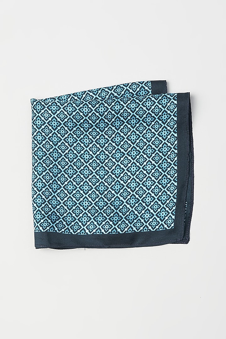 Blue Twill Silk Pocket Square by KAYSTLE