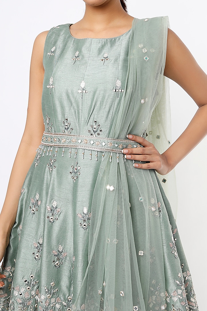 Mint Embroidered Wedding Sharara Set by Kaynaat by Aanchal Sawhney at Pernia's Pop Up Shop