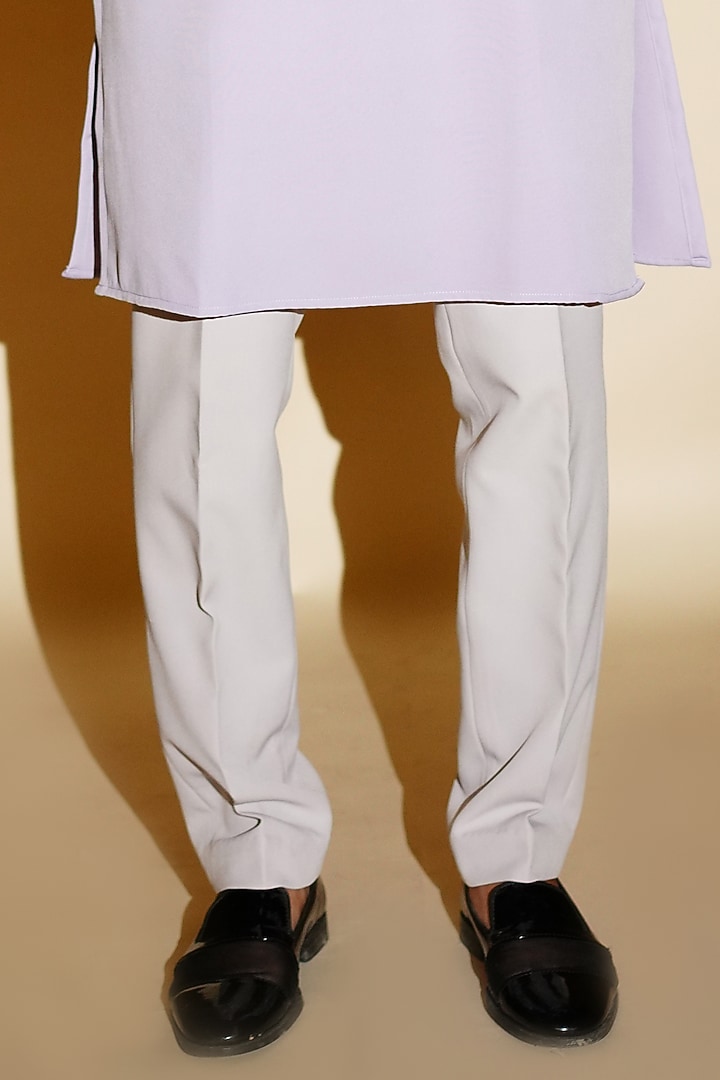 Lush Lavender Crepe Kurta Set With Jacket by KHUSHBOO CHUGH MEN at Pernia's Pop Up Shop