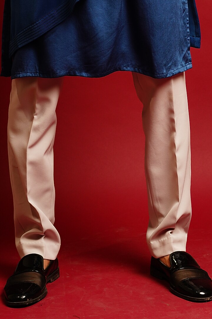 Royal Blue Crepe Kurta Set With Jacket by KHUSHBOO CHUGH MEN at Pernia's Pop Up Shop