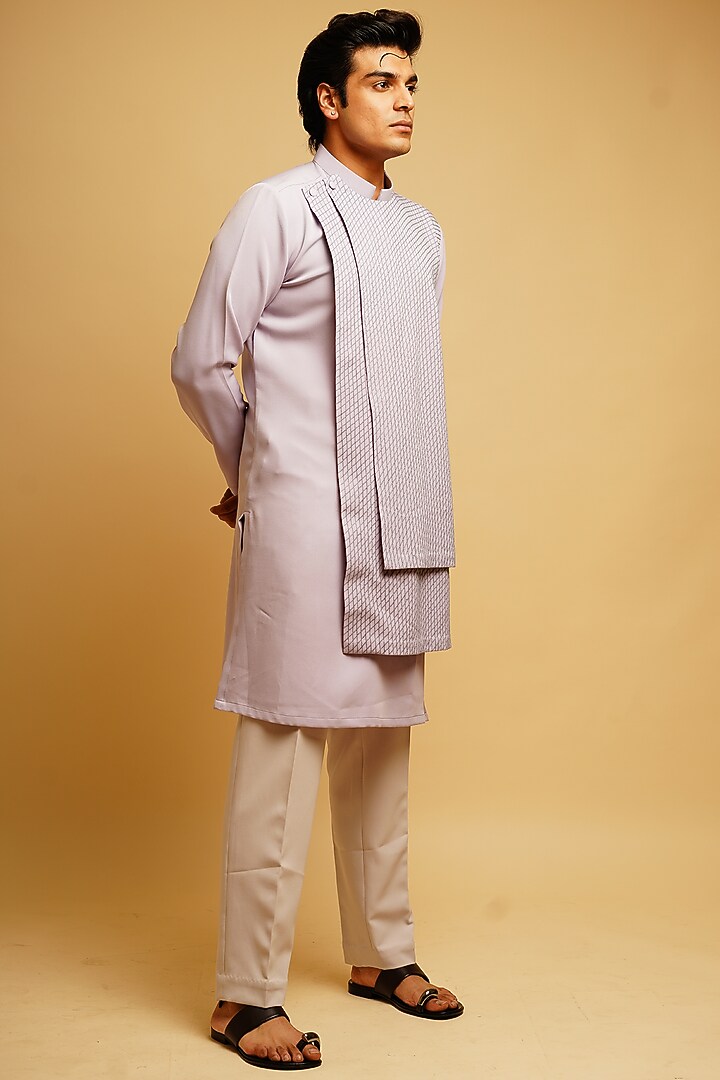 Lush Lavender Crepe Kurta Set by KHUSHBOO CHUGH MEN at Pernia's Pop Up Shop