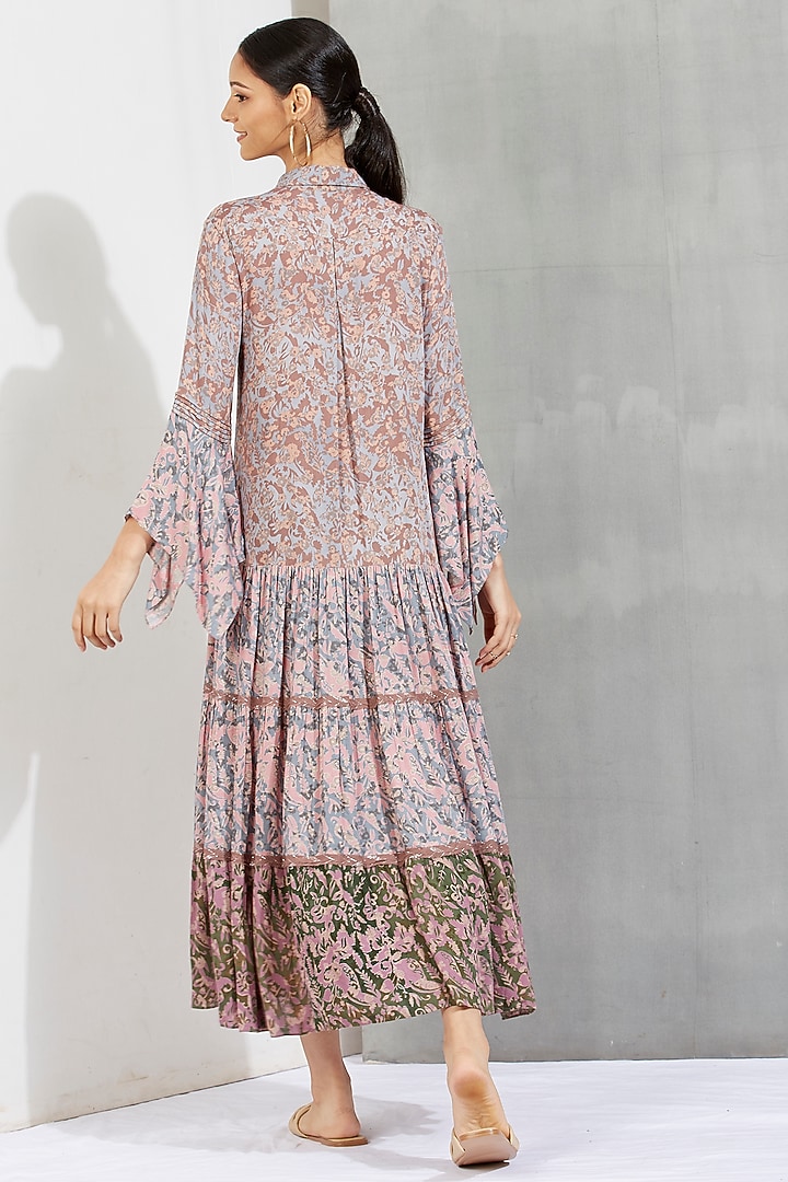 Pastel Pink Tiered Lace Maxi Vacation Dress by Kavita Bhartia at Pernia's Pop Up Shop