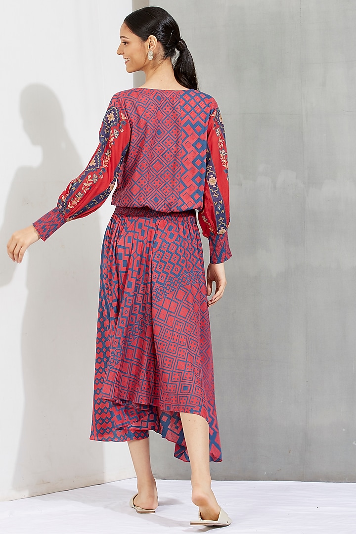Magenta Embroidered Midi Summer Dress by Kavita Bhartia at Pernia's Pop Up Shop