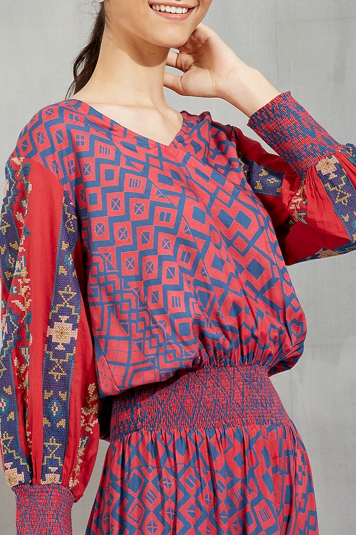 Magenta Embroidered Midi Summer Dress by Kavita Bhartia at Pernia's Pop Up Shop