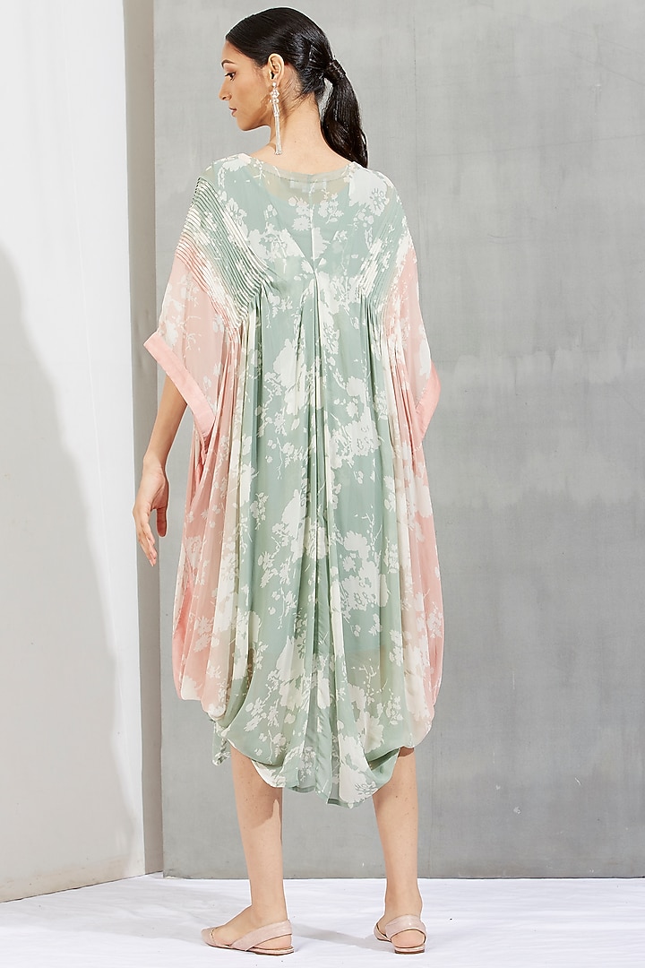 Sage Green & Blush Pink Embroidered Kaftan by Kavita Bhartia at Pernia's Pop Up Shop