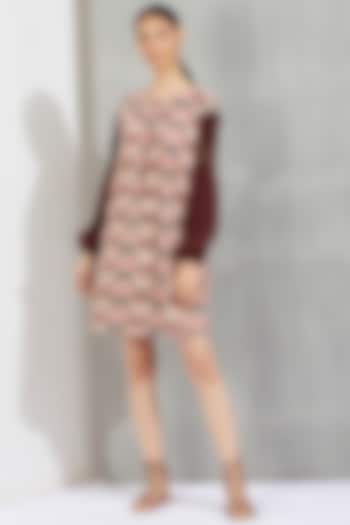 Brown Printed Mini Dress by Kavita Bhartia
