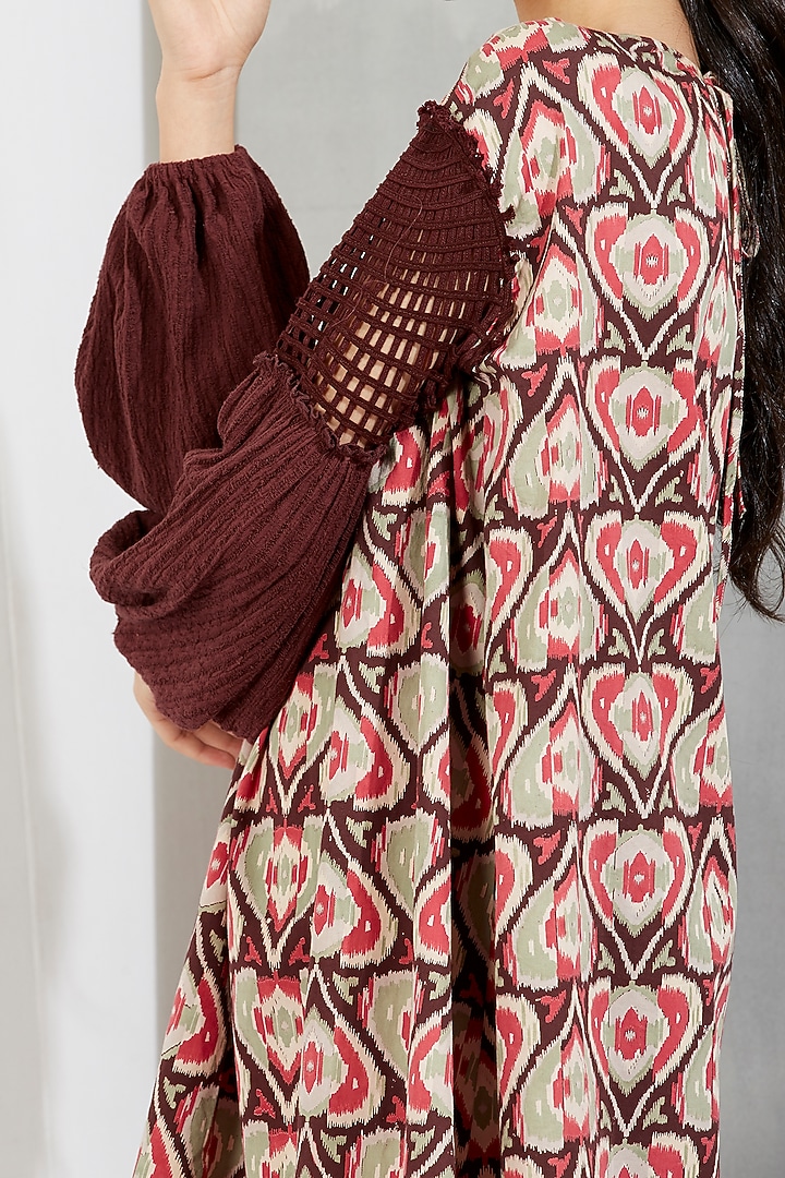 Brown Printed Mini Summer Dress by Kavita Bhartia at Pernia's Pop Up Shop