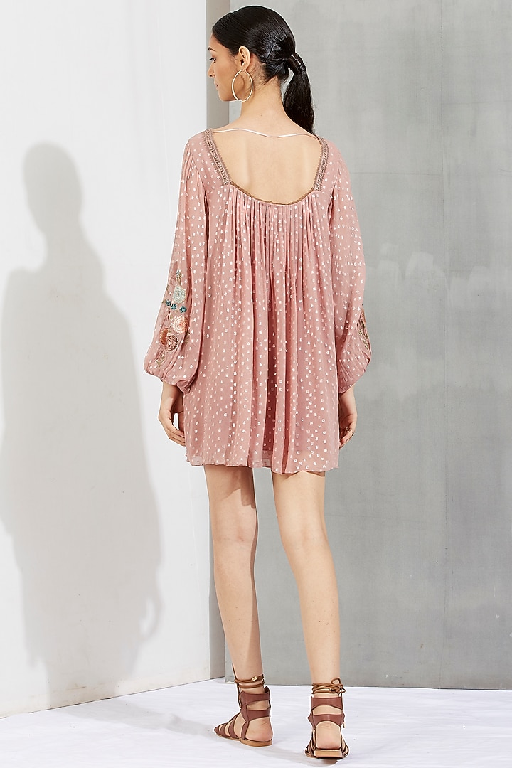 Nude Embroidered Tunic Mini Summer Dress by Kavita Bhartia at Pernia's Pop Up Shop