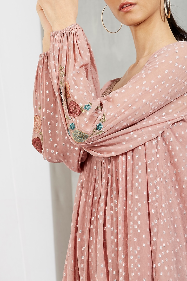 Nude Embroidered Tunic Mini Summer Dress by Kavita Bhartia at Pernia's Pop Up Shop